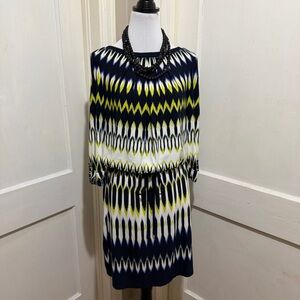London Times Black and Yellow Long Sleeve Dress Womens size 10